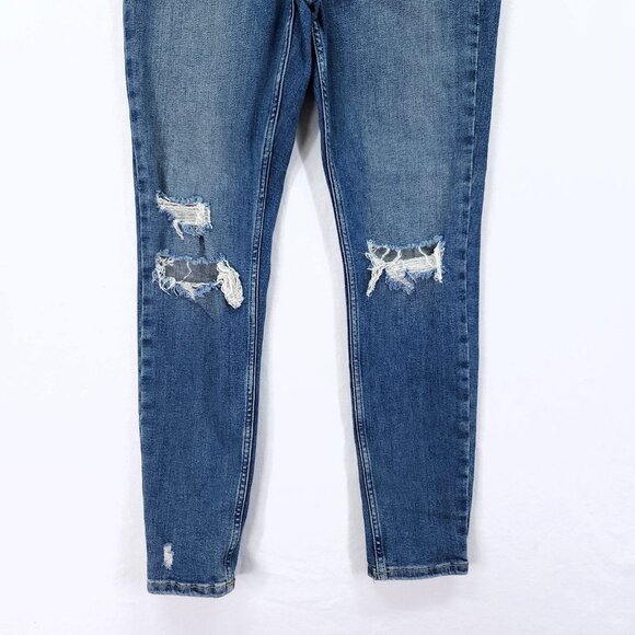 We the Free Cropped Jeans Women’s 30 Skinny Wash High Rise Button Fly Distress - Picture 8 of 13